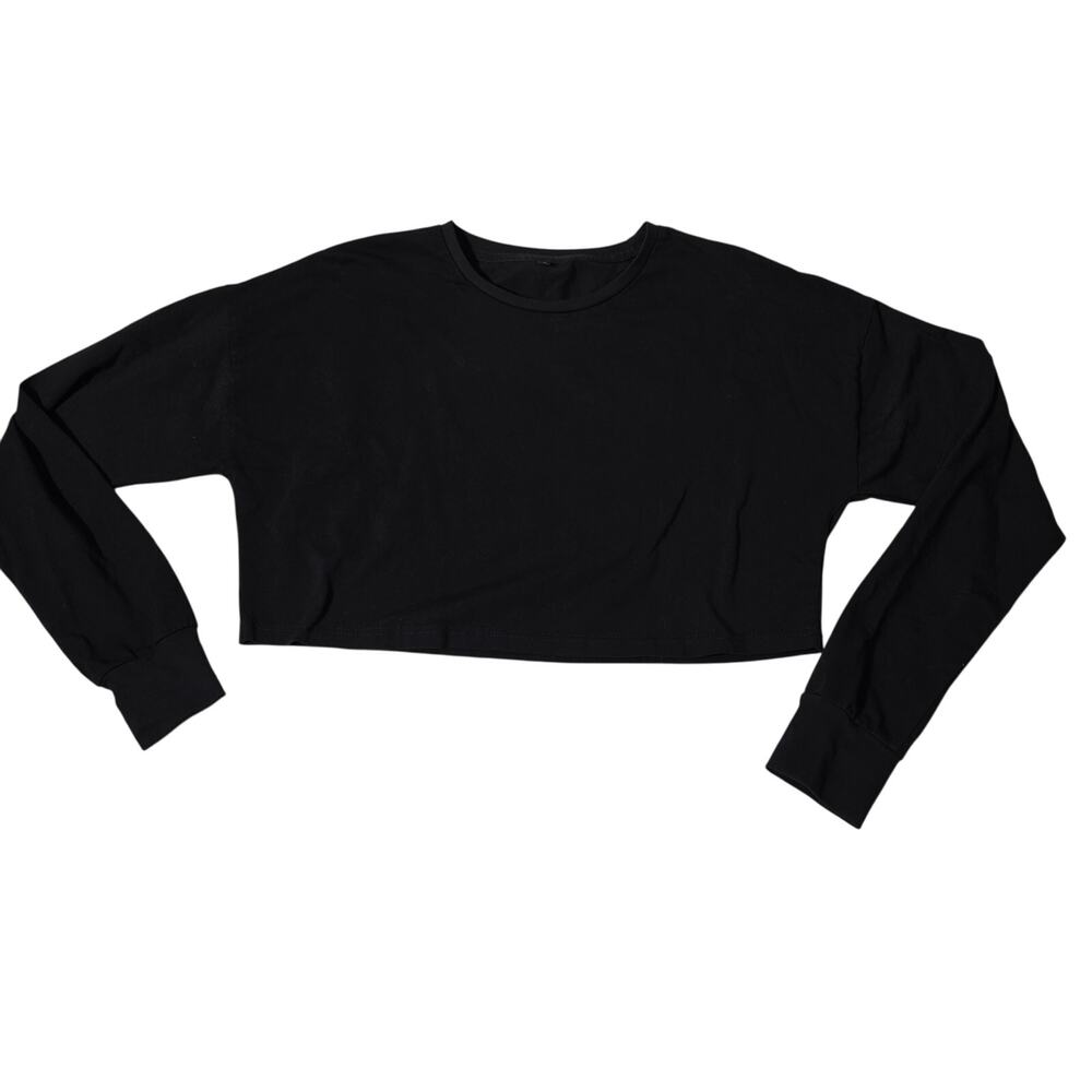 Black Long Sleeve Crop Top Shirt Womens Size XL